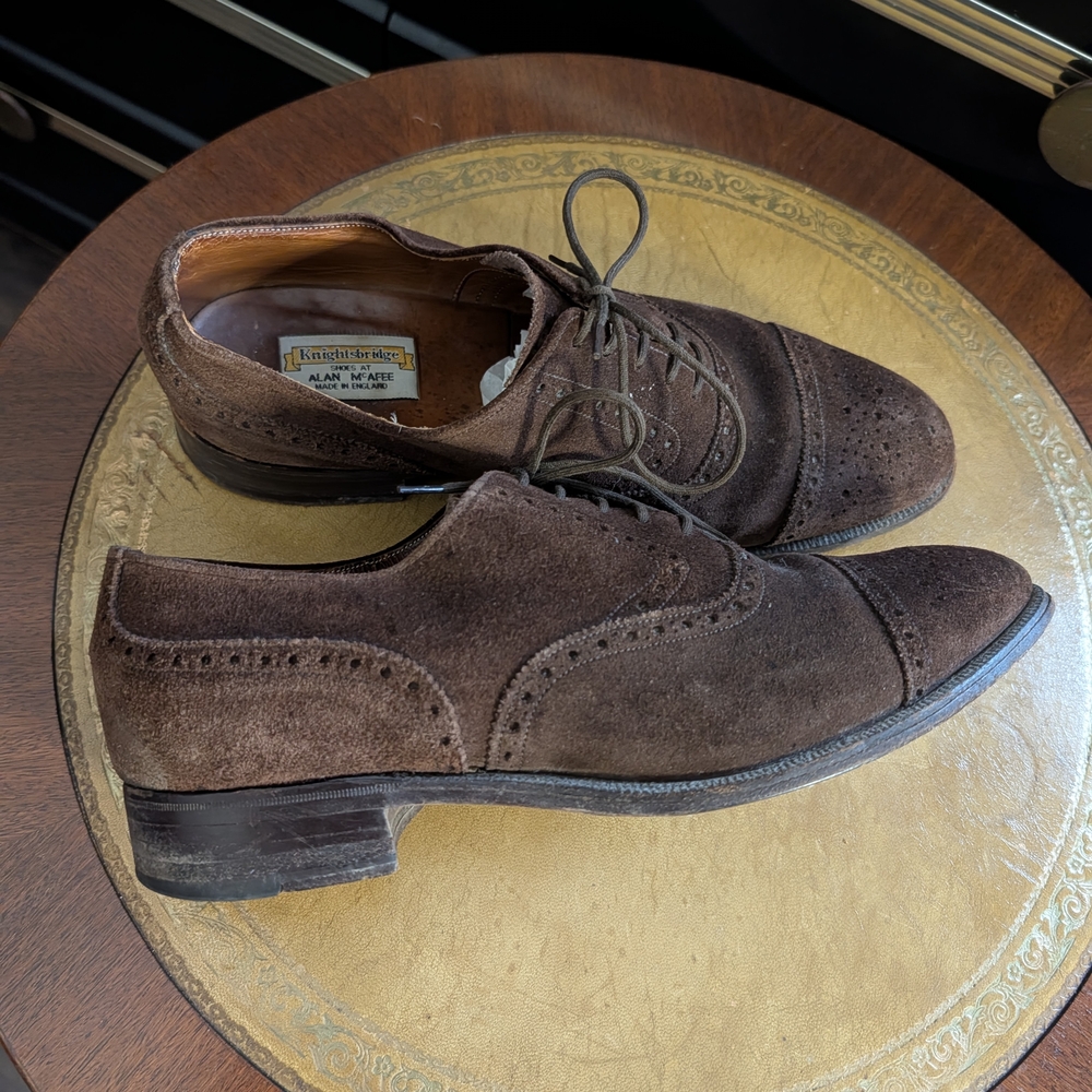 ALAN MCAFEE Knightsbridge Brown Suede Leather Brogues Made In England Oxford